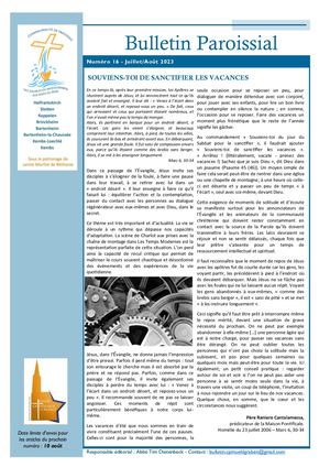 Bulletin Juillet/Aout 2023