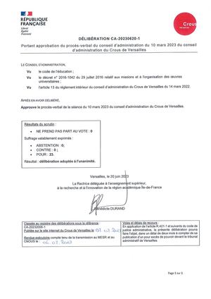 CA 20 juin 2023 délibérations