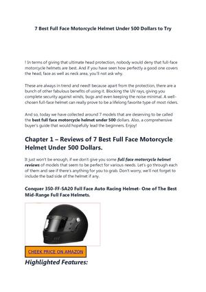 7 Best Full Face Motorcycle Helmet Under 500 Dollars To Try