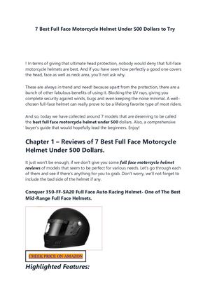 7 Best Full Face Motorcycle Helmet Under 500 Dollars To Try