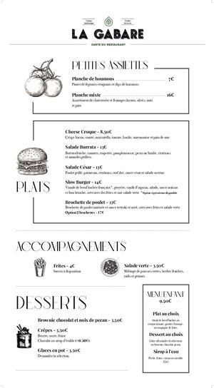 La Gabare - Carte du restaurant