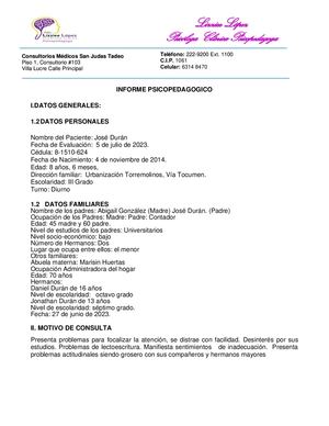 Informe Psicopedagogico Psicosocial (1)