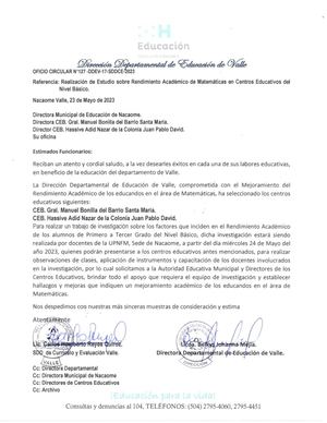 Oficio Circular N°127 SDDCE 2023