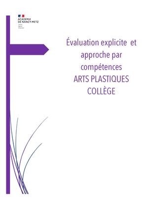 Evaluation Explicite College Par Marie Rousseau IA IPR Inspectrice Arts plastiques