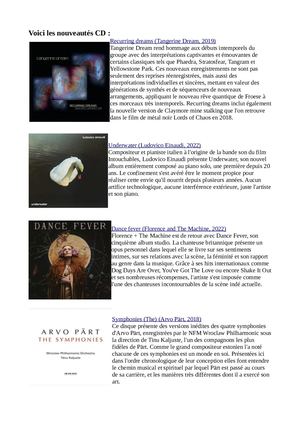 Liste Des Nouveautes Cd Juillet 2023