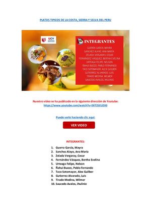 Platos Tipicos De Las Tres Regiones Del Peru