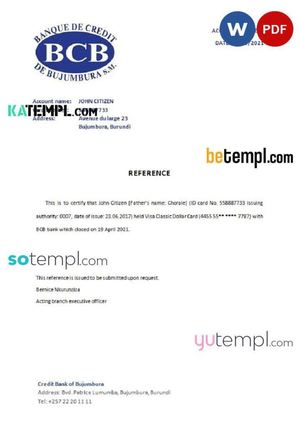 Burundi Creditbank Closurereference