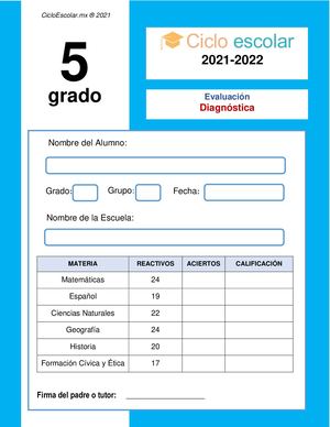 5to Grado Diagnóstico