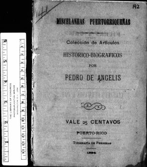192 Miscelaneas Puertorriqueñas Coleccion De Articulos Pedro De Angelis 1894