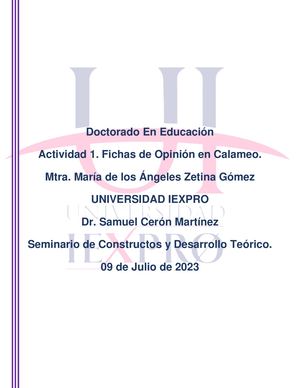 Actividad 1 Fichas De Opinión. Constructos, Variables y Definiciones