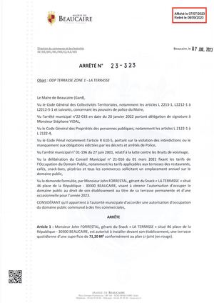 Fichier Parution Arrêtés 23 323 à 23 327 Du 07 07 2023