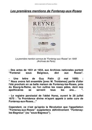 AMFaR HIST Premières mentions de Fontenay