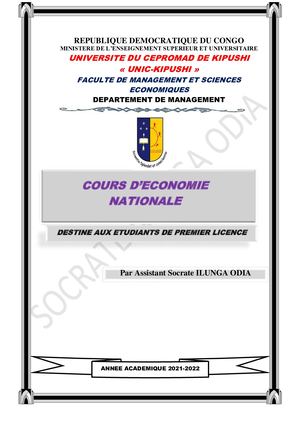 Cours D'economie Nationale