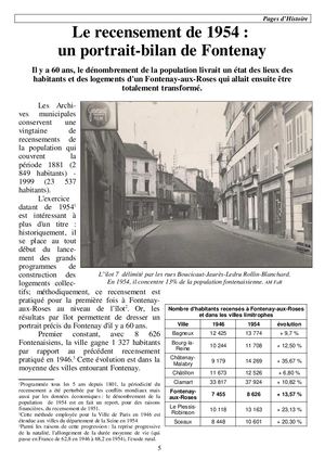 AMFAR HIST Le recensement de 1954 à Fontenay-aux-Roses in LM n° 22 (1e semestre 2014).
