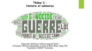 HGGSP Thème 3 Histoire et mémoires