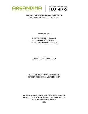 Actividad Evaluativa Del Eje 2 Currículo Y Evaluación Fausto Guzmán