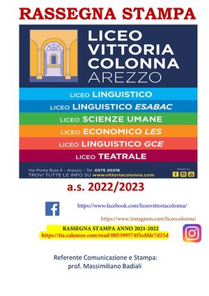 LICEO VITTORIA COLONNA AREZZO  RASSEGNA STAMPA 2022 2023