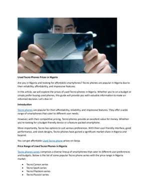 Used Tecno Phones Prices In Nigeria