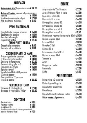 Molo 46 Nuovi Menu A4 + Vini