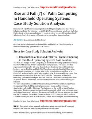Rise And Fall (?) Of Palm Computing In Handheld Operating Systems Case Study Solution Analysis