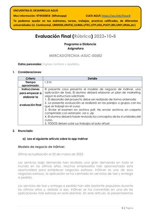 Mercadotecnia Examen Final 2023 10b