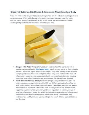 Grass Fed Butter And Its Omega 3 Advantage Nourishing Your Body
