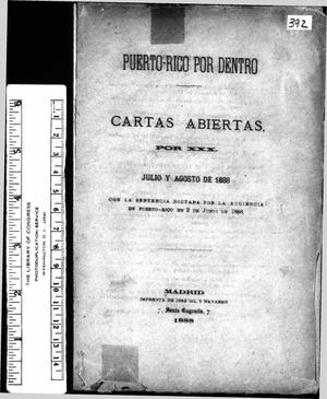 392 Puerto Rico Por Dentro Cartas Abiertas XXX 1888