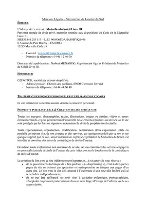 Mentions légales - Le Lunetier du Sud 2023