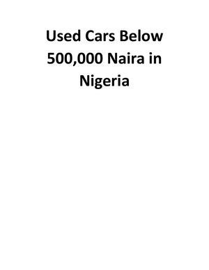Used Cars Below 500,000 Naira In Nigeria