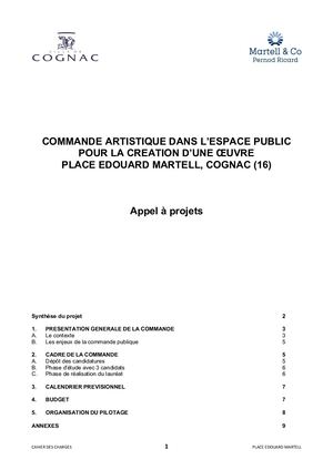 Appel A Projets Place Martell Cognac (Fr)
