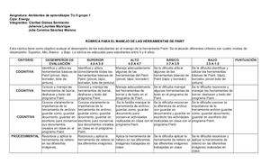 Rúbrica De Evaluación Paint