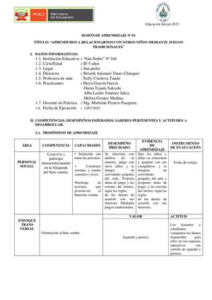 Estrategia Sesión De Aprendizaje