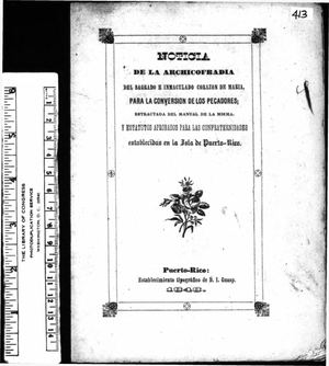 413 Noticia De La Archicofradia Del Sagrado E Inmaculado Corazon 1848