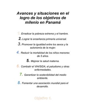 Los Objetivos De Milenio