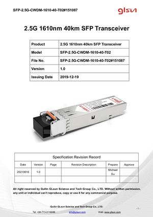 Calaméo - Sfp 2 5g Cwdm 1610nm 40km Transceiver Module 151087
