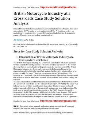 British Motorcycle Industry At A Crossroads Case Study Solution Analysis