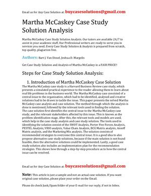 Martha McCaskey Case Study Solution Analysis