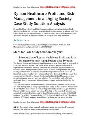 Ryman Healthcare Profit And Risk Management In An Aging Society Case Study Solution Analysis