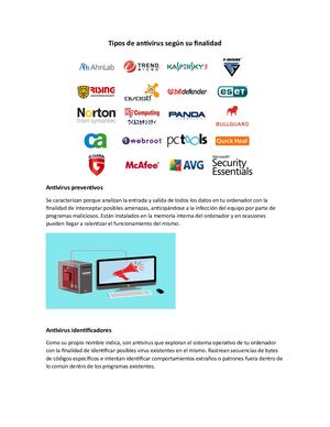 Tipos De Antivirus Según Su Finalidad