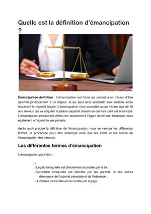 Quelle est la définition d’émancipation ?
