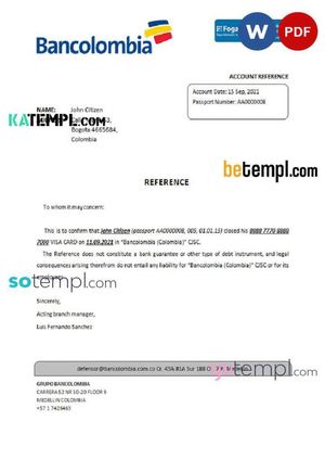 Colombia Bancolombia Closurereference