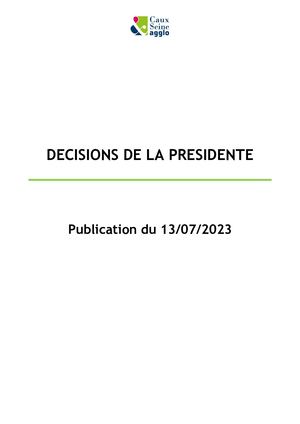 13.07.2023 Décisions De La Présidente
