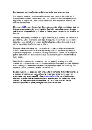 Los Seguros Son Una Herramienta Importante Para Protegernos