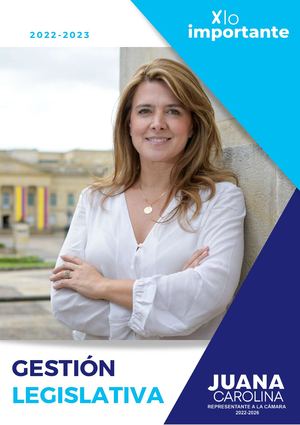 Informe De Gestión Legislativa, Representante Juana Carolina Londoño Jaramillo