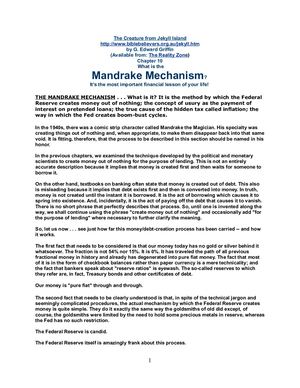 Money Out Of Thin Air The Mandrake Mechanism