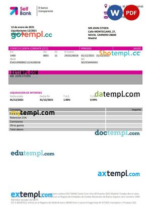 Spain Self Bank Proof Of Address Statement Template In Word And Pdf Format, Doc And Pdf Format