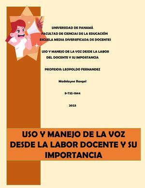 Uso Y Manejo De La Voz Examen 2023
