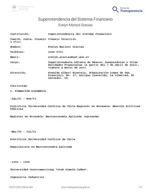 Currículum Vitae Evelyn Marisol Gracias