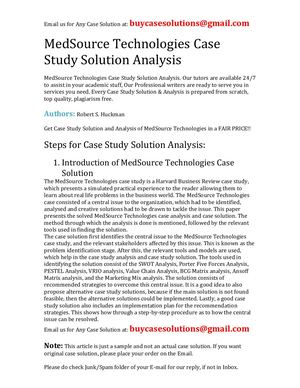 Calaméo - MedSource Technologies Case Study Solution Analysis