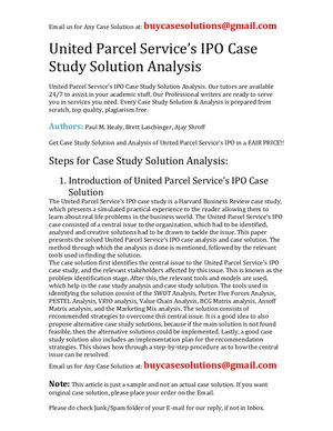 United Parcel Service's IPO Case Study Solution Analysis